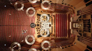 Birds eye view of Concert hall in Sydney opera house.