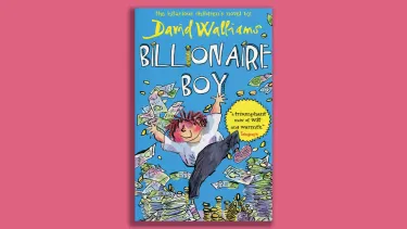 'Billionaire Boy' book with a boy throwing money on the cover.