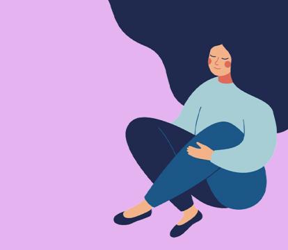 A cartoon of a woman meditating.