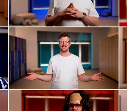 A collage of men in fancy dress.