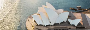 An aerial view of the Sydney opera house.